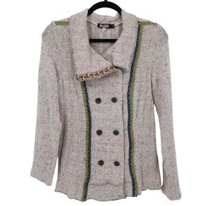 Miss Kelly 1999 Cardigan Womens M Beige Rich Auntie Core Boho Art To Wear Granny